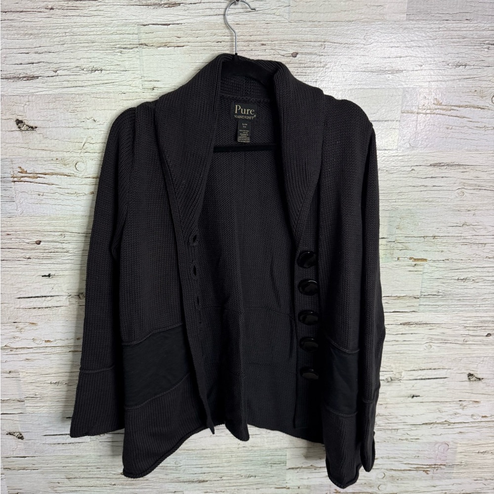 Pure handknit Women's Black Buttoned cardigan jacket size small / medium